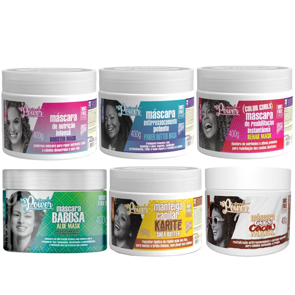 Máscara de Hidratação Nutrição 400g Antiressecamento do Cabelo SoulPower