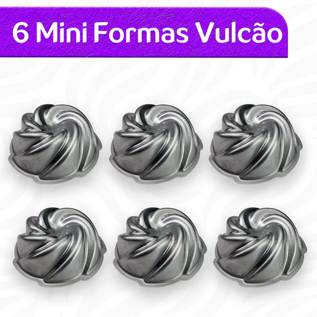Kit 6 Forma Mini Bolo Vulcao 9x4 Decorada Gomada S/CANUDO