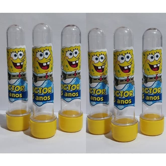10 Tubetes Personalizados Bob Esponja Lembrancinha Festa Aniversário Brinde Tubetes Acrilico eventos