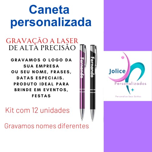 Kit 15 Canetas Personalizadas Com seu Nome Metálica Com Gravação A Laser Qualidade Premium