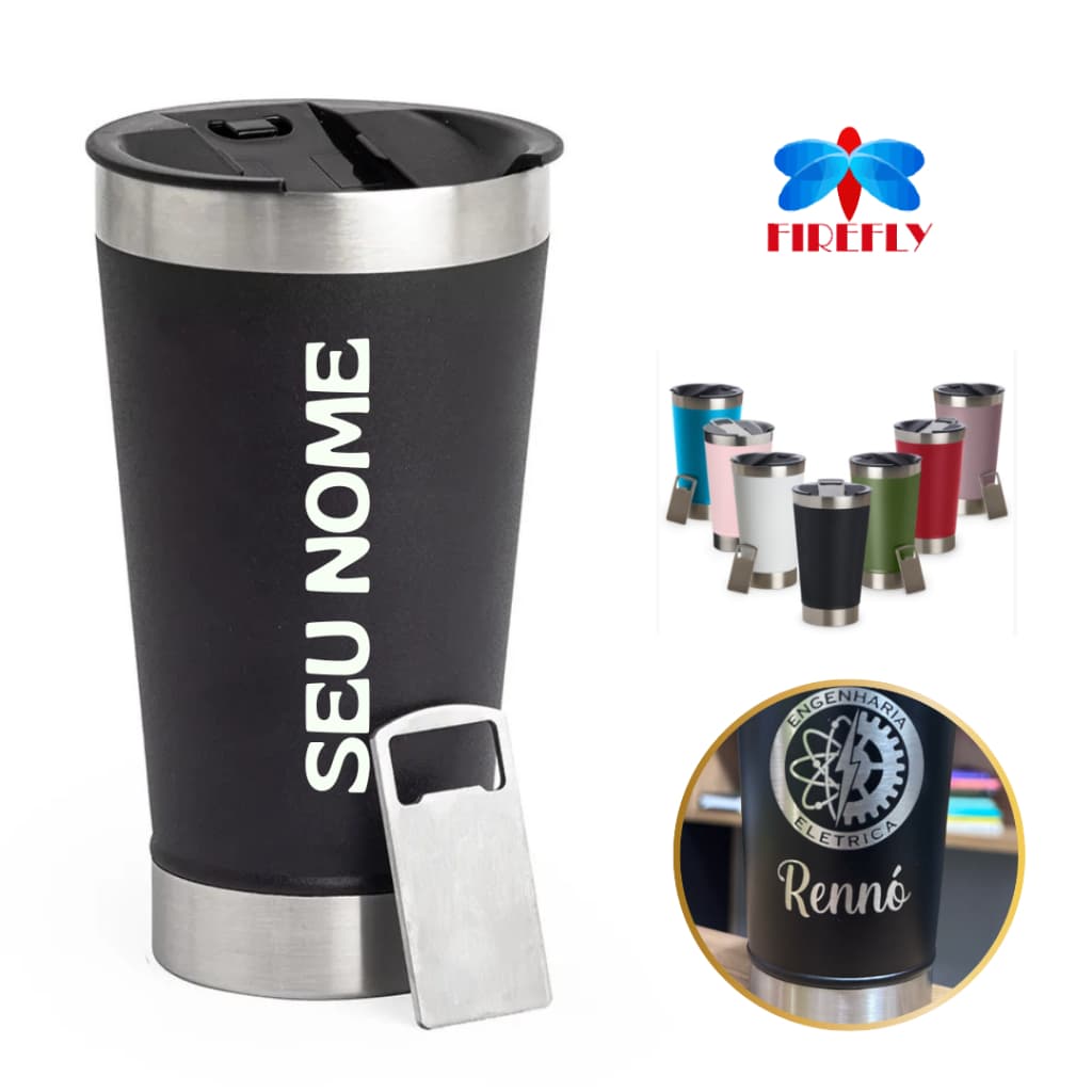 Copo Termico 475ml personalizado para presente:  logo time, nome, logo empresa, desenho