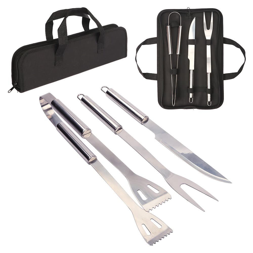 Kit de Churrasco de Conjunto de 3 Peças Aço Inox Com Estojo