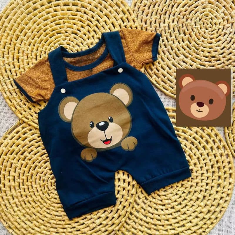 Macacão + camisa temático urso para bebê menino