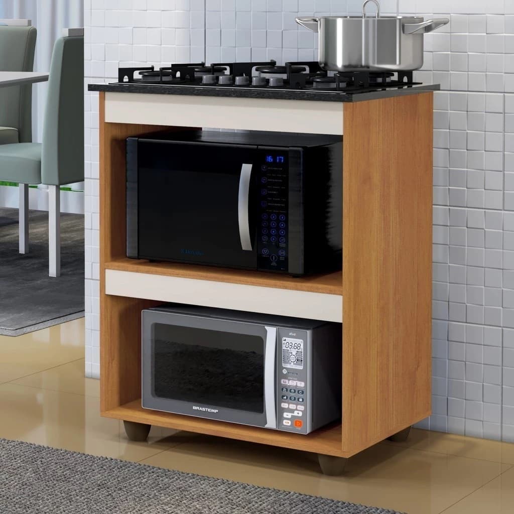 Balcão Para Cooktop 4 ou 5 Bocas Nature /Off White