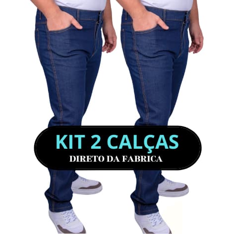 Kit 2 Calça Jeans Masculina Calca Trabalho Elastano Lycra