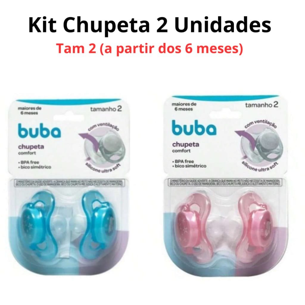KIT com duas chupetas de bico de silicone ultrasoft - Tam 2 (a partir dos 6 meses) - Noturnas