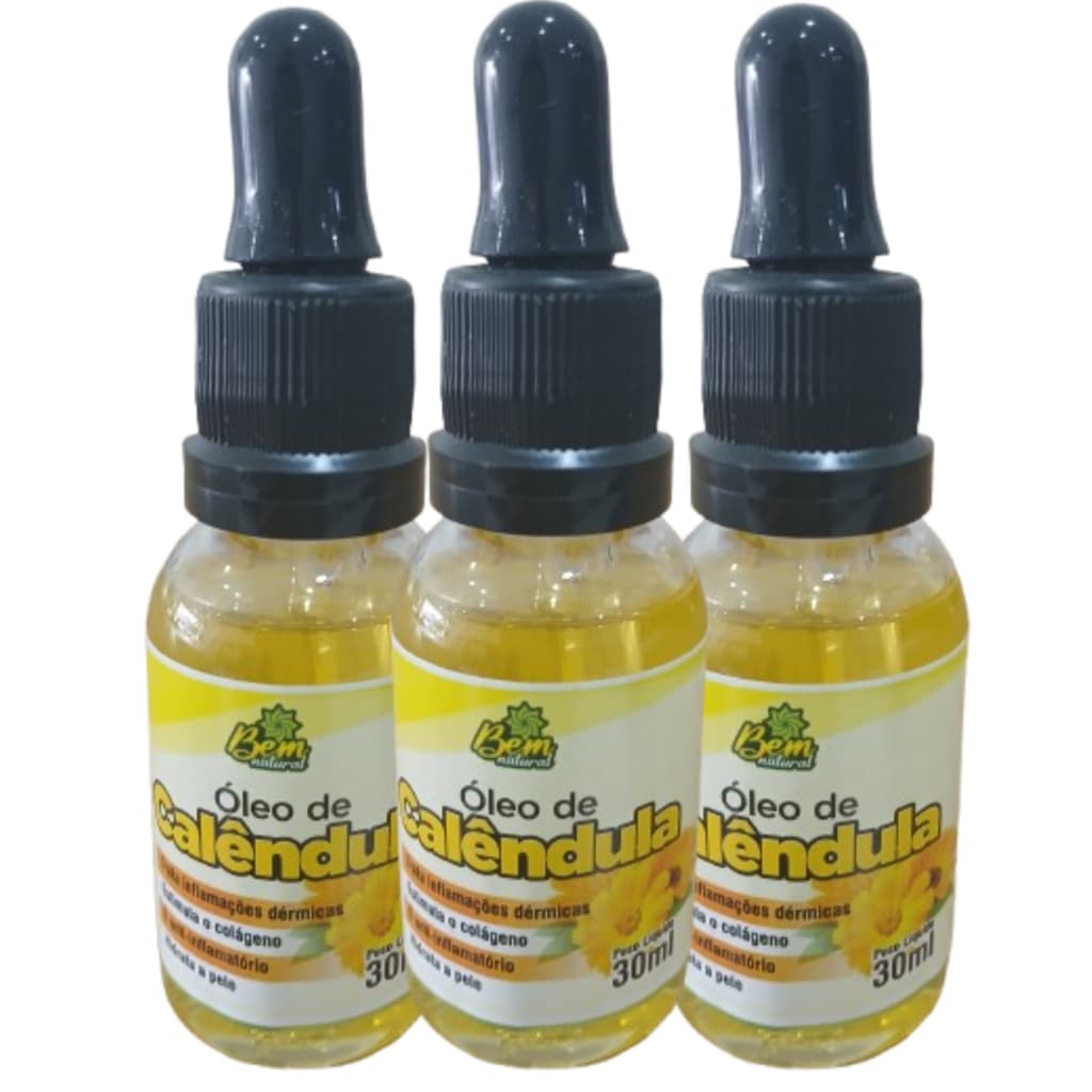 Óleo de Calêndula Natural 30ml Aromaterapia Massagem Hidratação Cuidados com a Pele e Cabelos