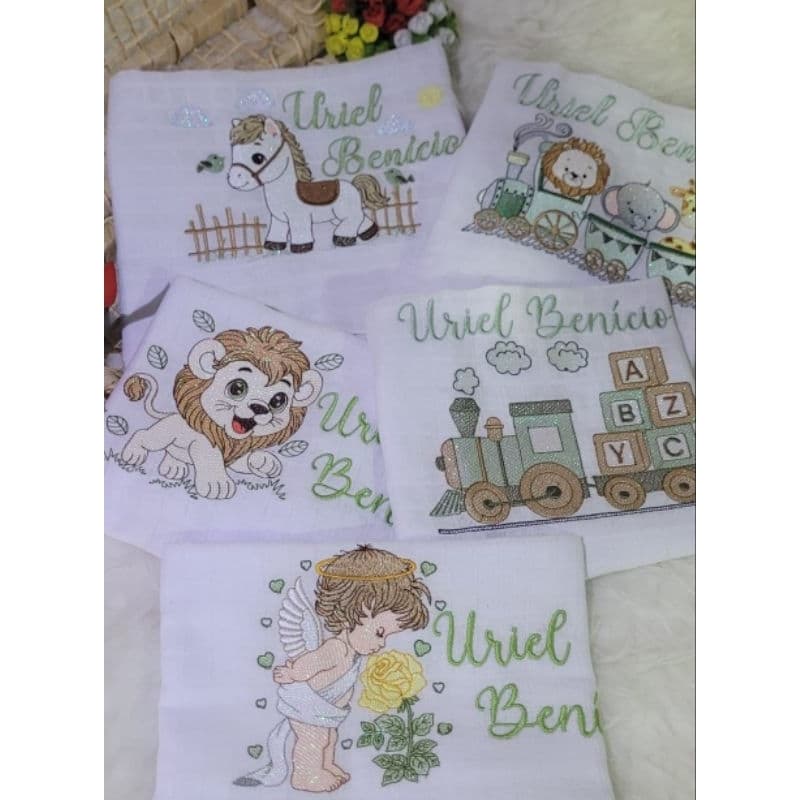 fraldas bordadas 70x70  unidades personalizadas