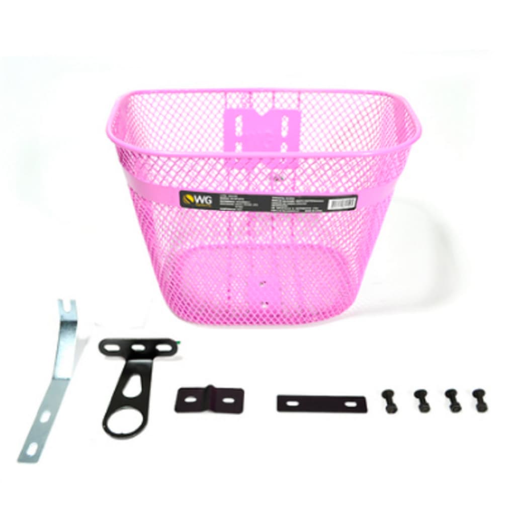 Cesta Cestinha Cor Rosa Aramada Bicicleta Aro 16  Wg Sports  24x18,5x17,5