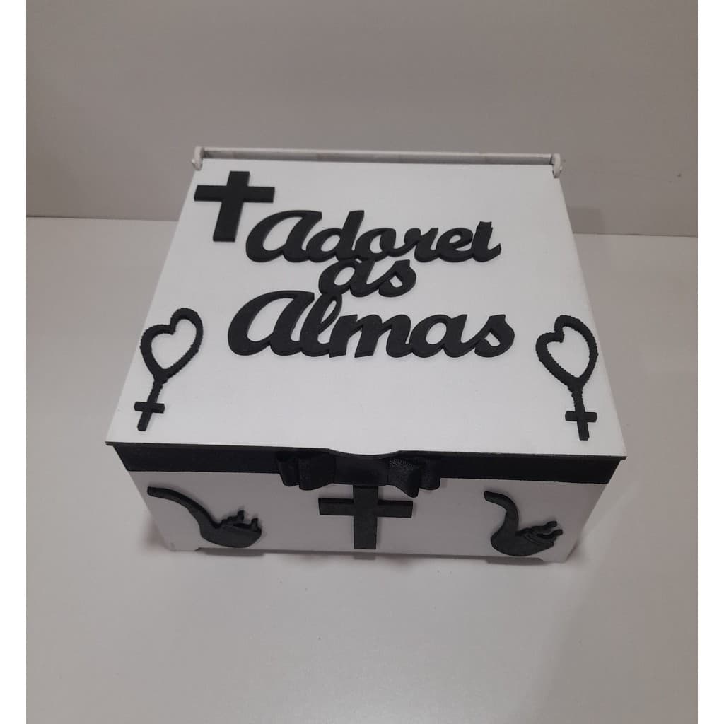 Caixa de Preto Velho Adorei as Almas Umbanda, Caixa Organizadora de guias, canecas, lenços, terços