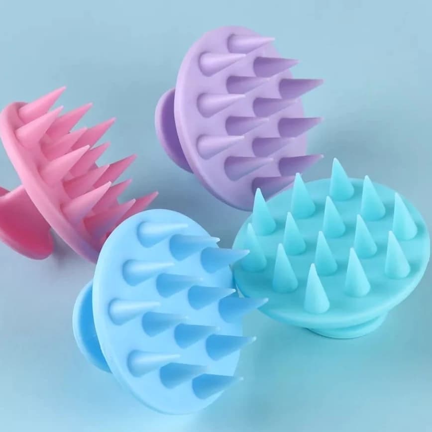 KIT 3 Peças Escova Massageadora De Silicone Couro Cabeludo - Entrega Pronto