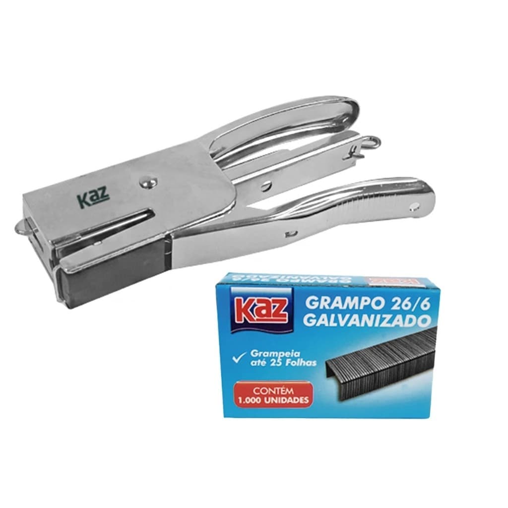Grampeador Alicate metal Profissional  24 folha + 1.000 Grampos
