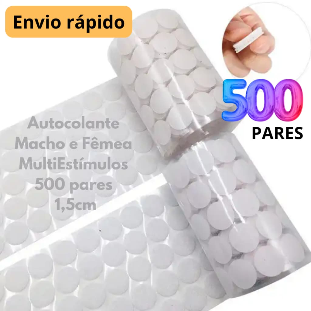 Fecho De Contato Adesivo Redondo Premium 15mm 500 Pares Multiestimulos