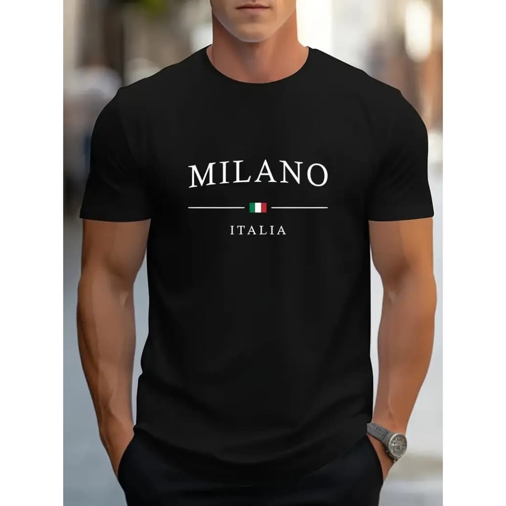 Camiseta Masculina Casual Algodão Streetwear Milano