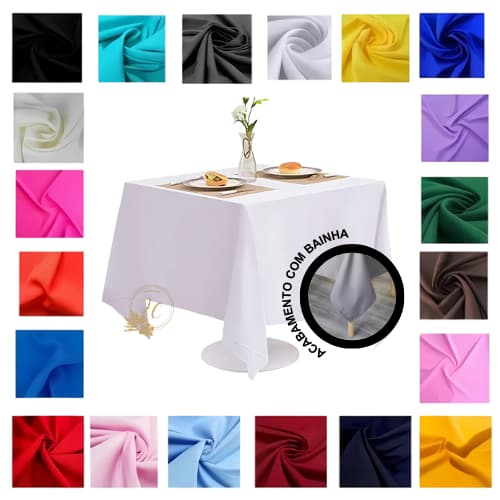 Kit 20 Toalha De Mesa 1,50m x 1,50m Para Festa Buffet Aniversários Eventos Oxford Acabamento Bainha - Decoração