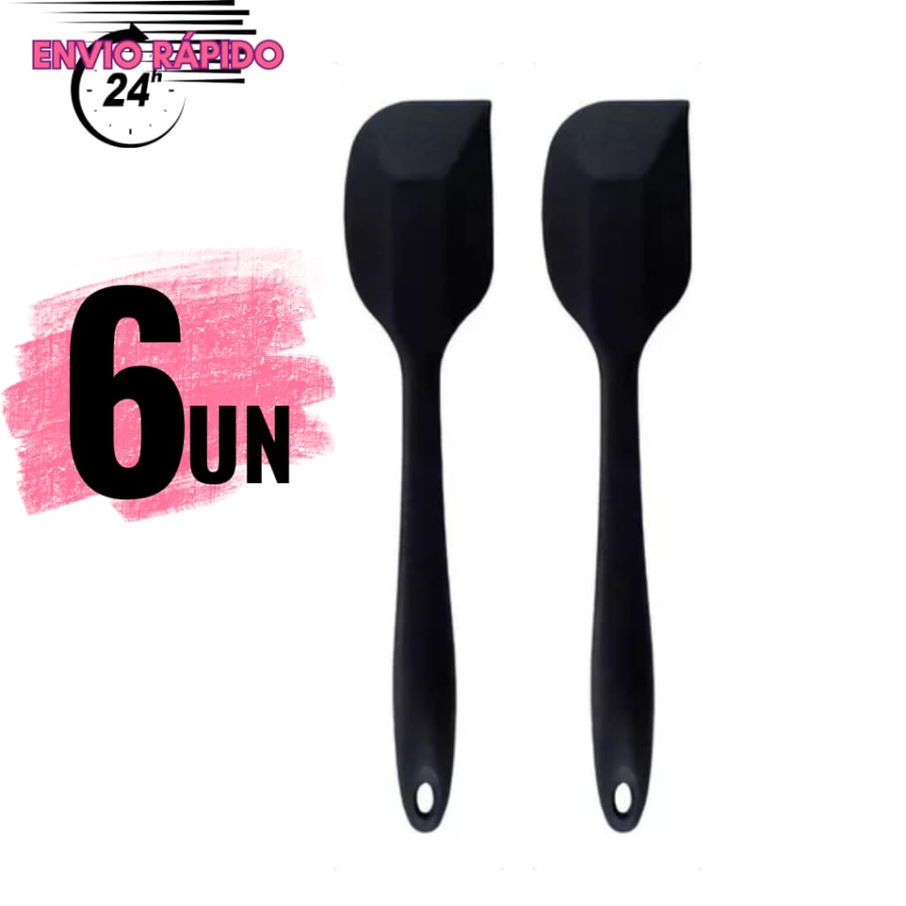 Kit 6 /4 Espátulas Preta Pão duro de Silicone Grande Espátula flexível Espátula culinária Utensílio de cozinha