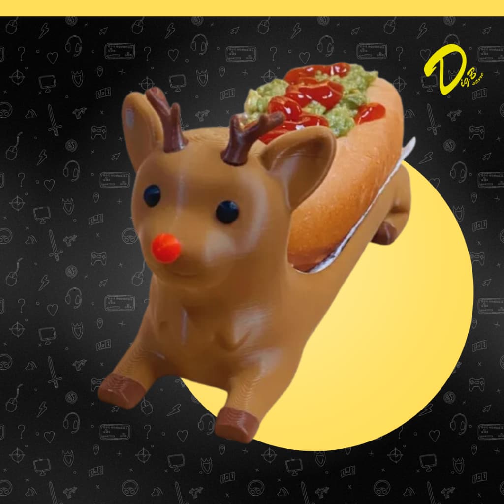 Suporte para Cachorro-Quente Hot Dog em Formato de Rena Presente