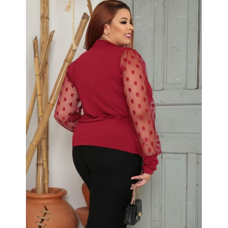 Blusa plus size feminina blusa manga longa feminina blusa canelada