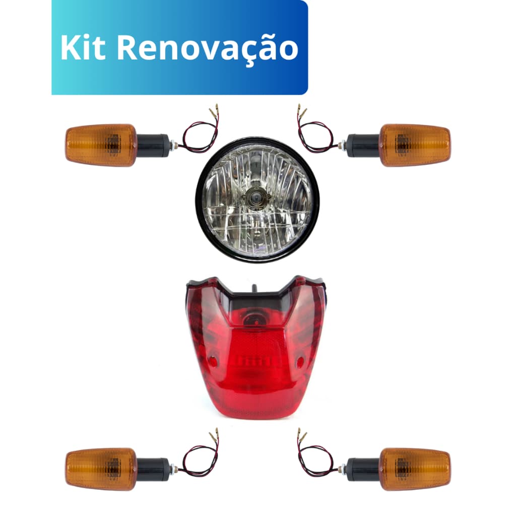 Kit Farol Cg Titan 150 + Lanterna Traseira + 4 Pisca Universal Laranja Kit Renovação
