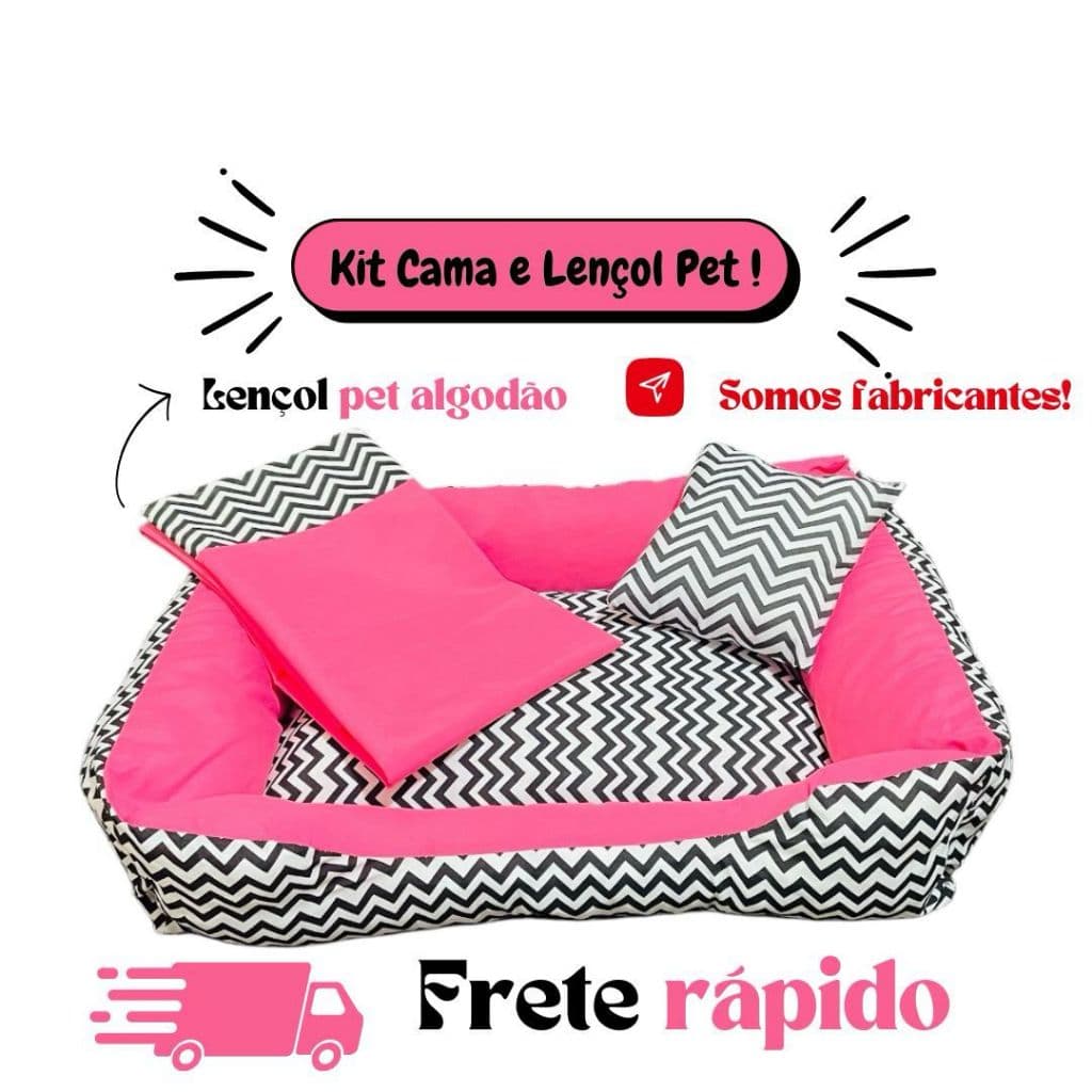 KIT 3 PCS CAMINHA PET COM LENCOL CAMA PARA CACHORRO ZIPER REMOVIVEL + ALMOFADINHA OU TRAVESSEIRINHO