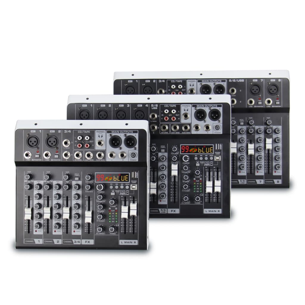 Professional Audio Sound Mixing Console, 4/6/8 Channel Mixer, Interface USB, Entrada de Computador, 48V Phantom Stage