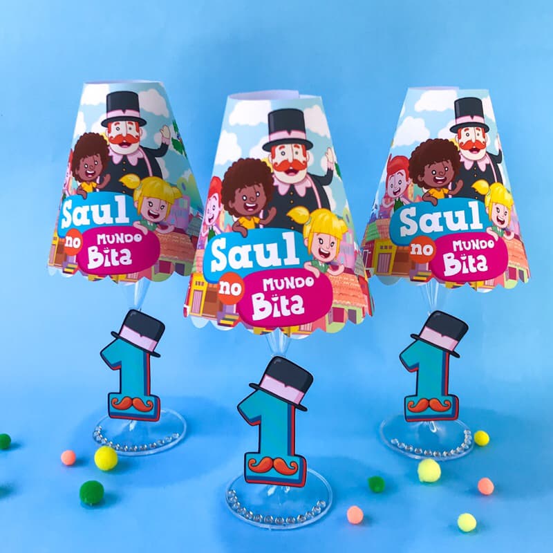 Centro de mesa personalizado / Abajur e agradecimento de mesa mundo bita