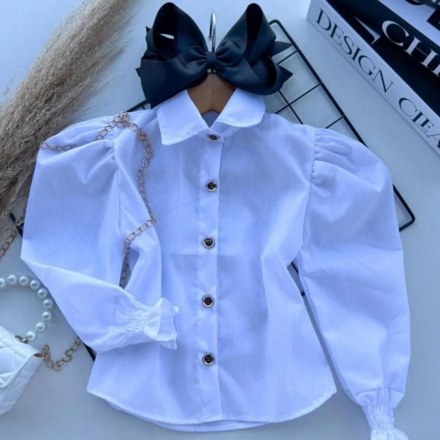 Camisa Infantil Branca Para Meninas Festas Batizados