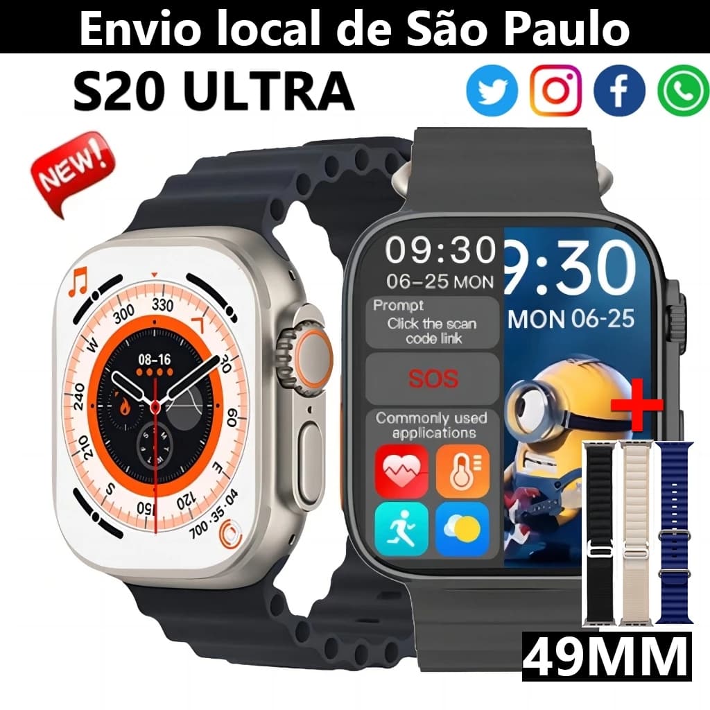 Smartwatch mais recente da série 10 do Novo S20 Ultra3 MAX de 2025, com tela sem fio de 2,2 polegadas.