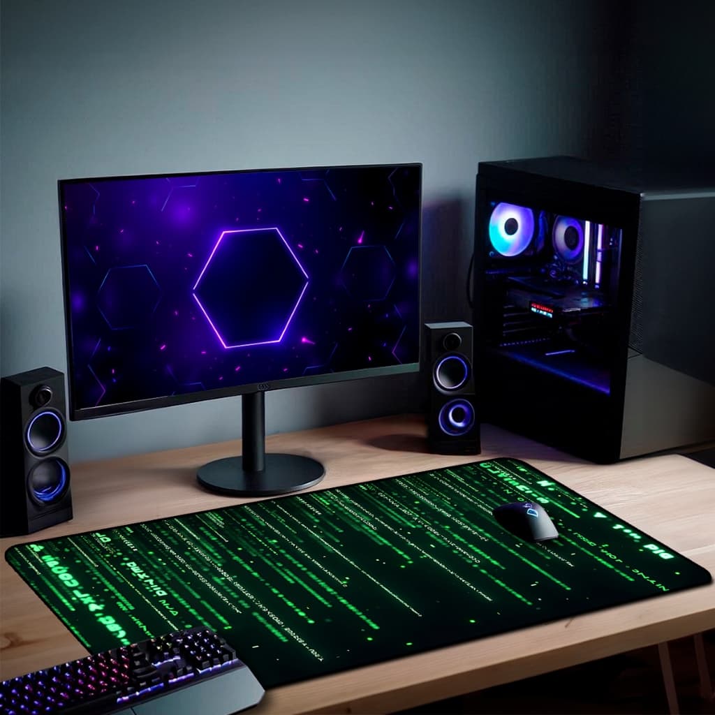 Mouse Pad Gamer Cyber  Antiderrapante Grande 70x35 80x35 90x40 90x50 cm Jogos Anime Borda Costurada