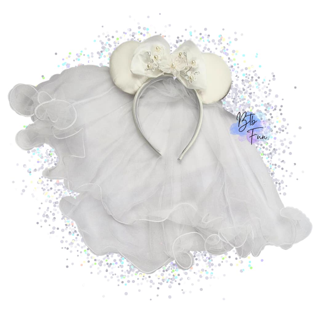 Tiara Arquinho Noiva Veu Minnie Laço Arco Disney Branca OffWhite Diadema Coroa Perolas Original