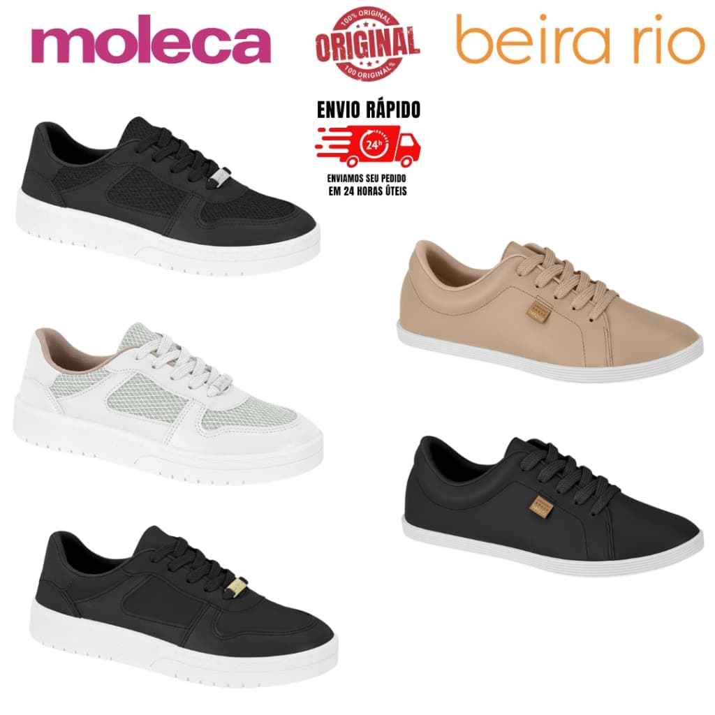 Tenis casual feminino beira rio moleca confortável sapatênis  Costura  Moda original