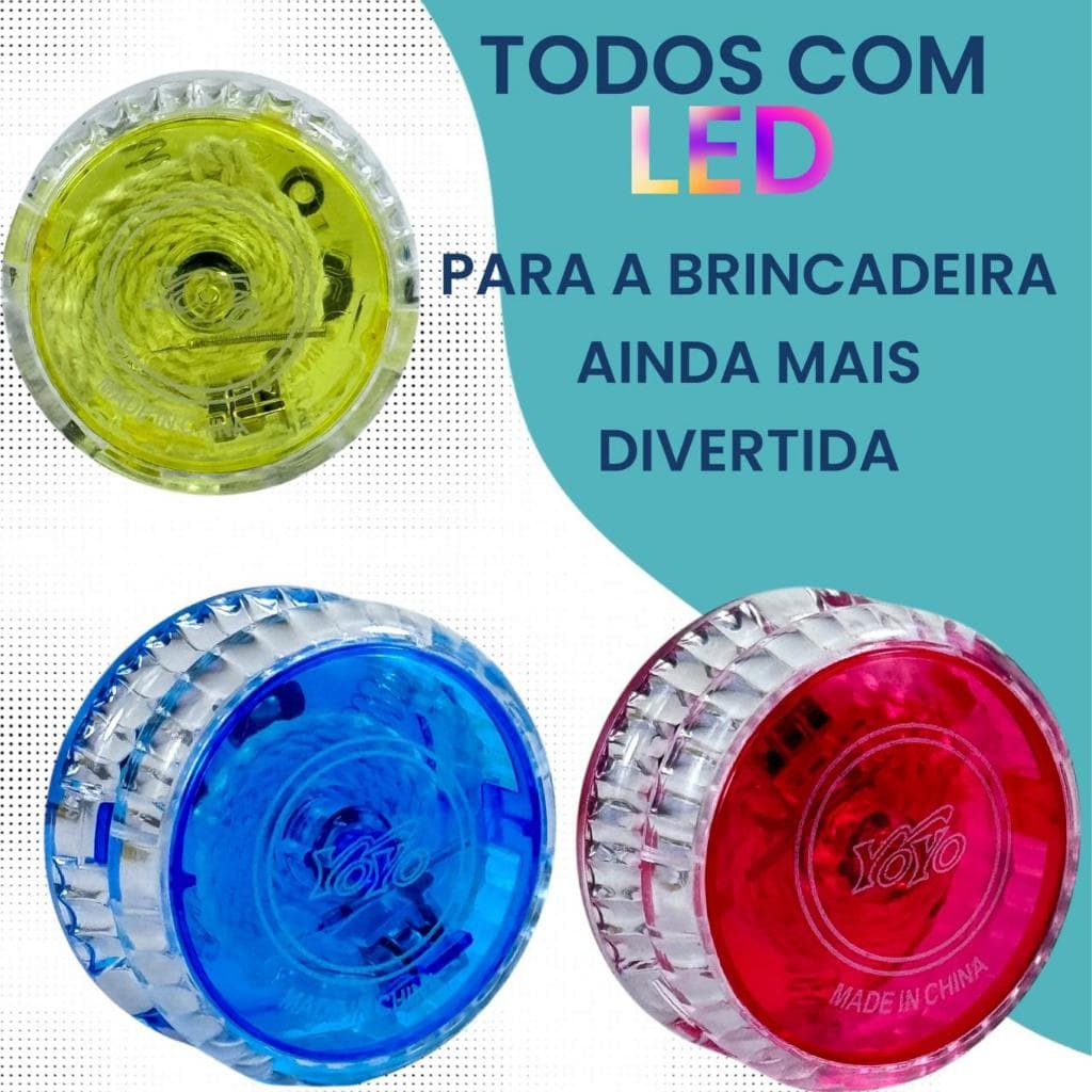 Kit 12 Io-io (ioio,yo-yo) Infantil Com Led Caixa Com 12 Yoyo Ioiô
