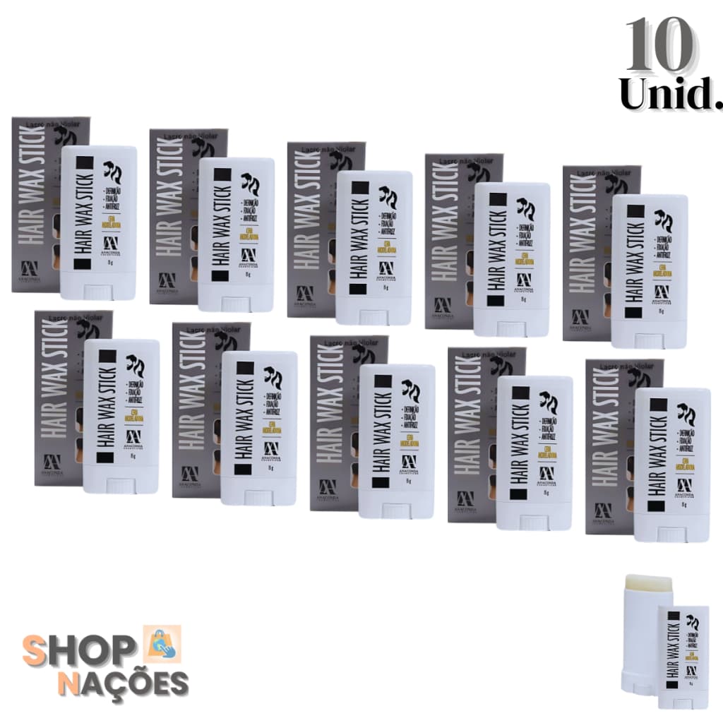 Kit 10 Modeladora Capilar Hair Wax Stick Bastão Fixação Duradoura Anaconda Cosméticos