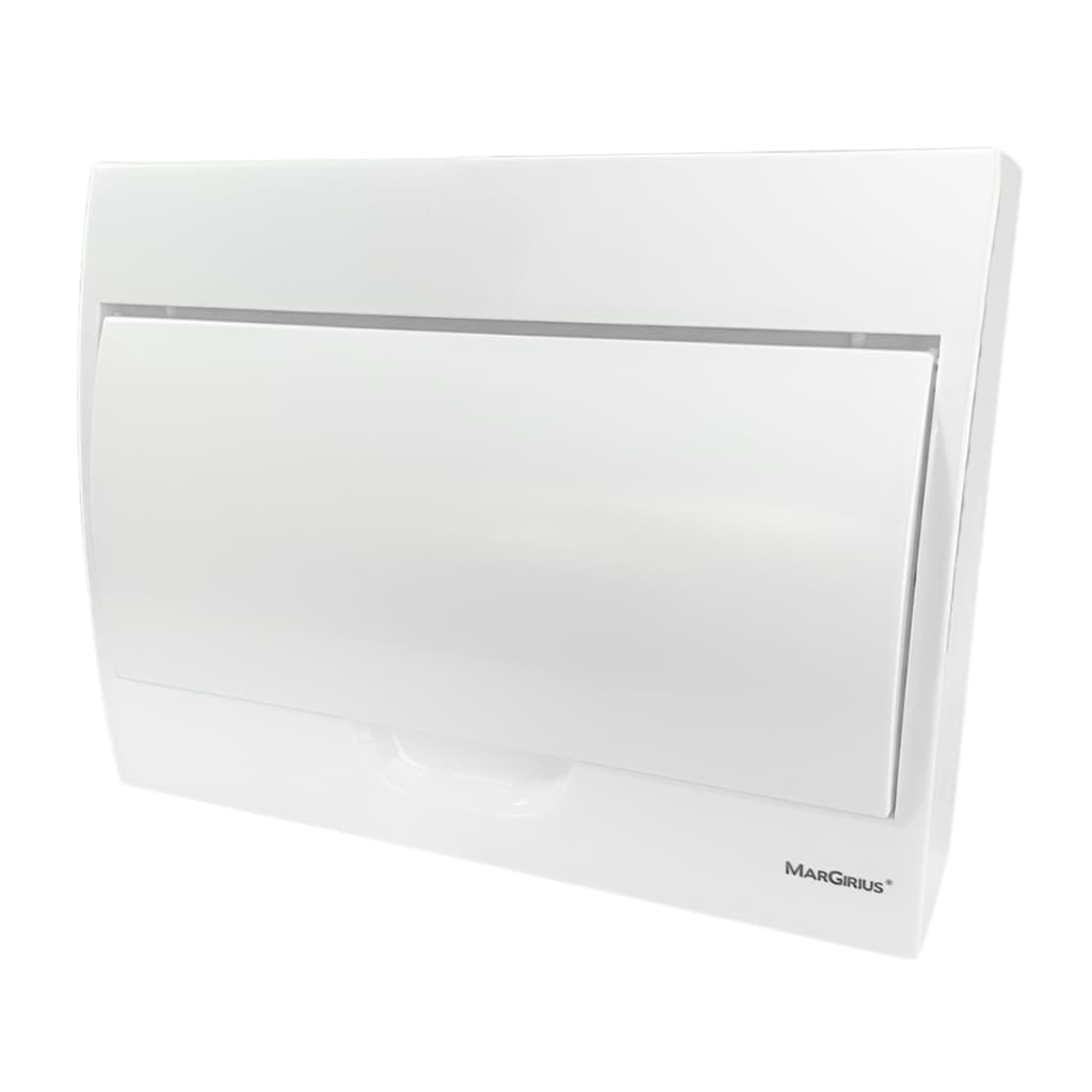 Quadro de Distribuição MarGirius de Sobrepor 12 Polos Porta Vertical Branca, QDS-12