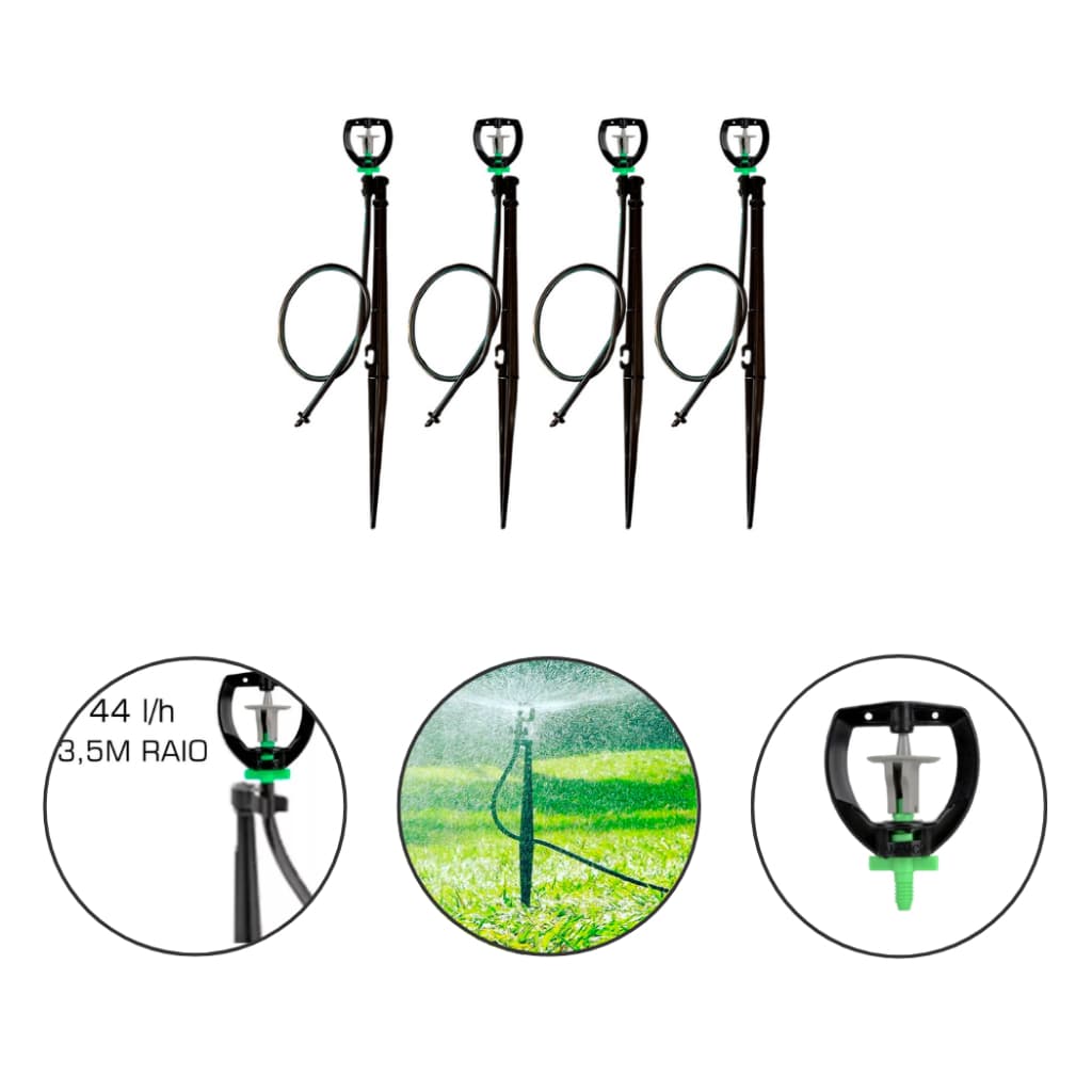 Micro Aspersor Amanco 44 L/H Verde Claro Estaca 30 Cm E Micro Tubo 5 Unidades