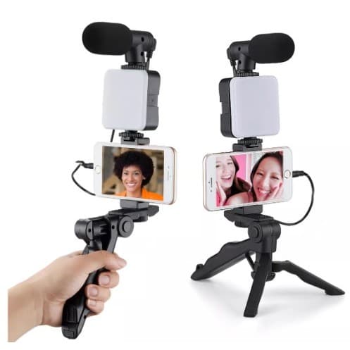 Kit De Gravação 5 em1 Controle Bt/tripe/microfone/led/suporte