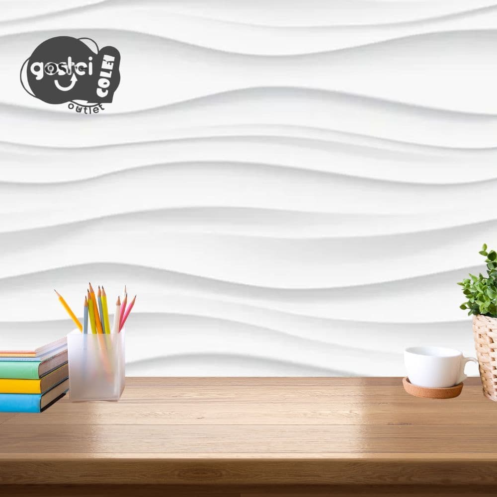 Papel de Parede PREMIUM Efeito Gesso 3D Ondulado Branco Autoadesivo Sala Quarto