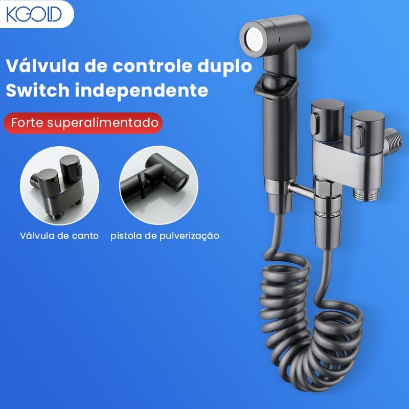 KIT Banheiro Ducha Higiênica Duas Saídas De 1/2 Mm Com Registro Conjunto De Pulverizador