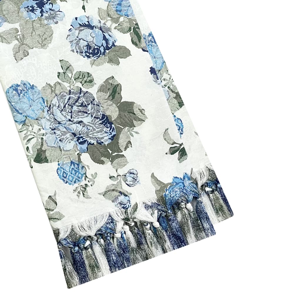 Manta Xale de Sofá e Cama Luxo Colcha Jacquard Floral Estampado