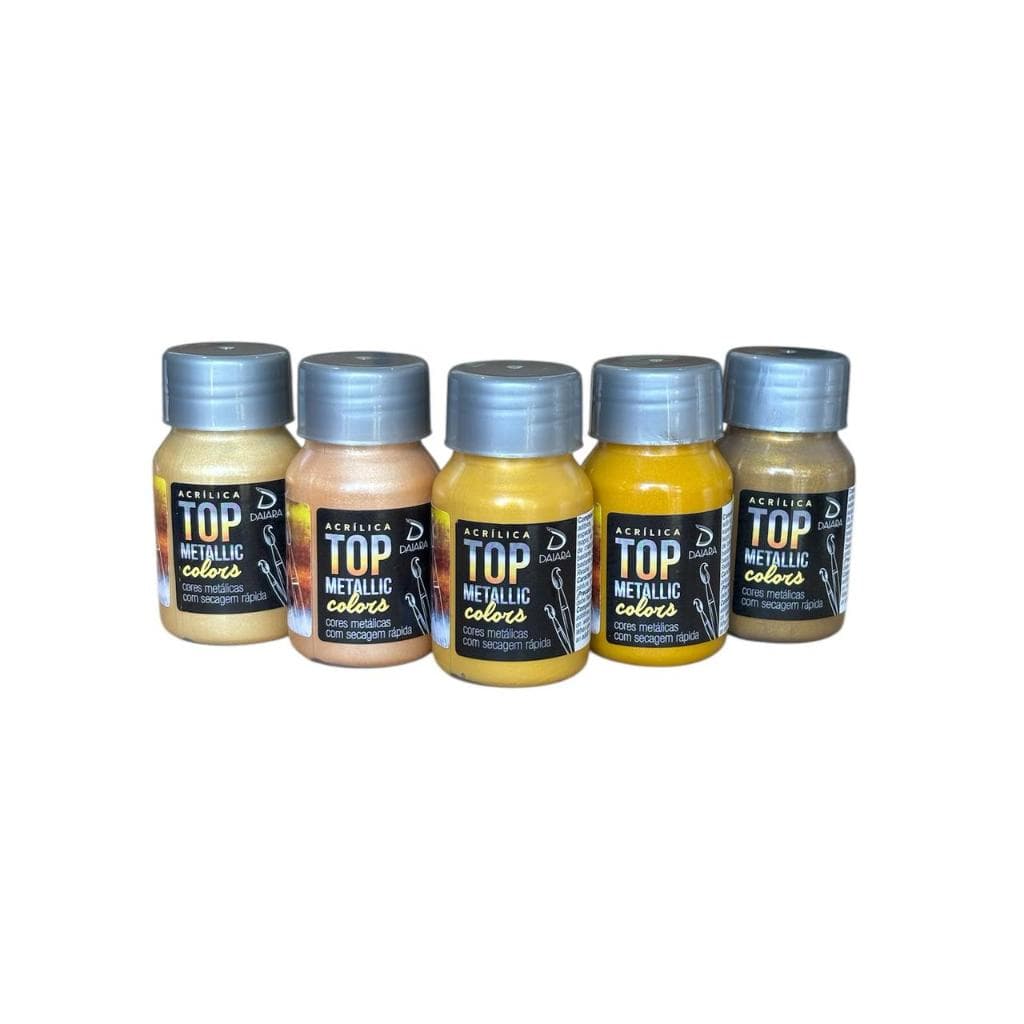 Tinta Acrílica Top Metallic Colors 37ml para pinturas em madeira, MDF, cerâmica, papelão...
