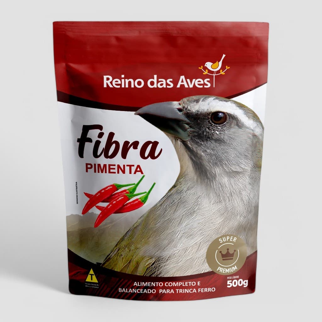 RAÇÃO FIBRA PIMENTA 500G  | MIX DE SEMENTES E EXTRUSADO COMPLETO INDICADO PARA TRINCA FERRO