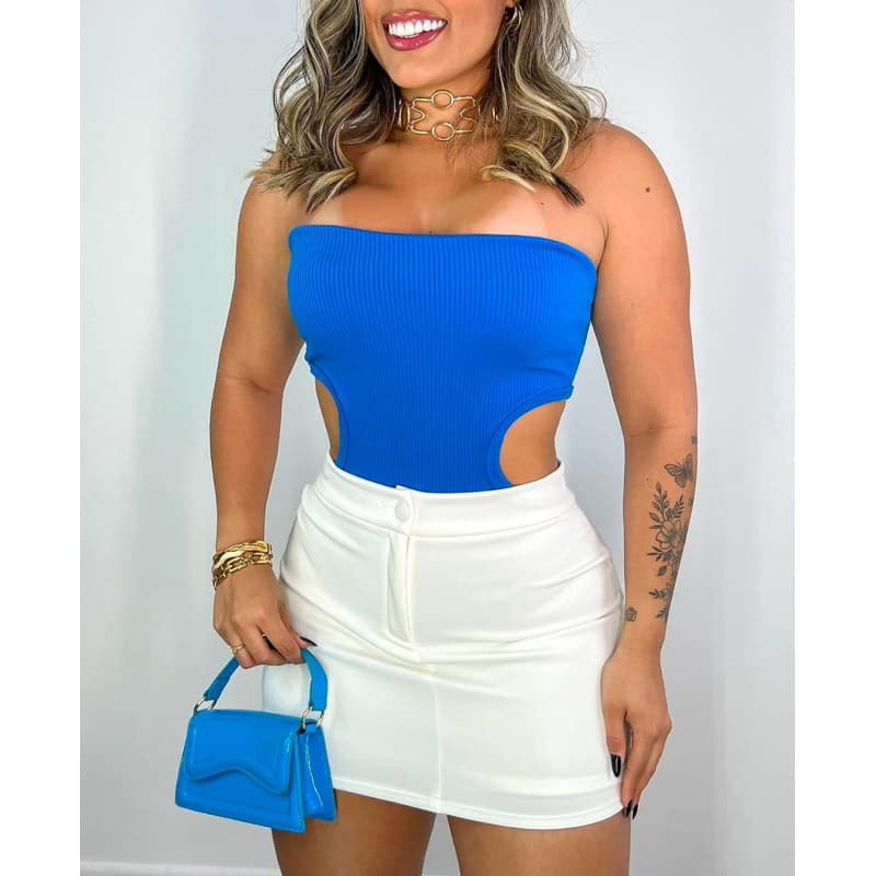 Short Saia Feminino Alfaiataria Cintura Alta Com Botão Tendência Promoção