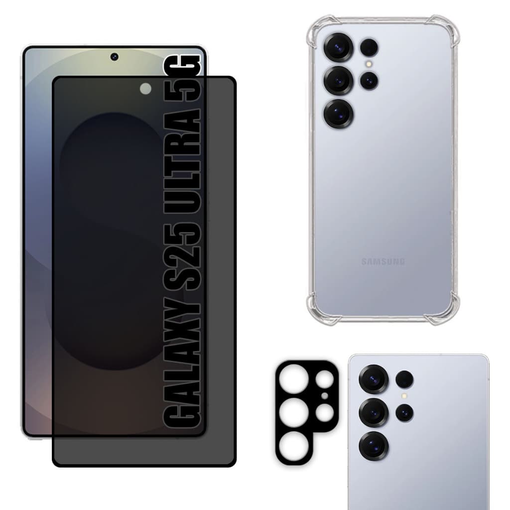 Kit Para Galaxy S25 Ultra 5G | Película de Privacidade Fosca - Capa Anti Shock - Película da Câmera 3D