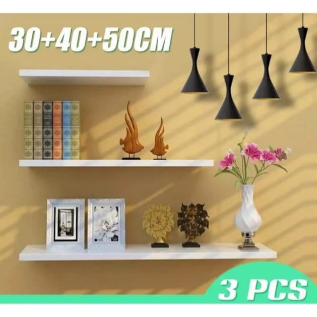 Kit 3 Prateleiras reta 30/40/50 nicho Mdf Branco Suporte decoração sala quarto banheiro escritório