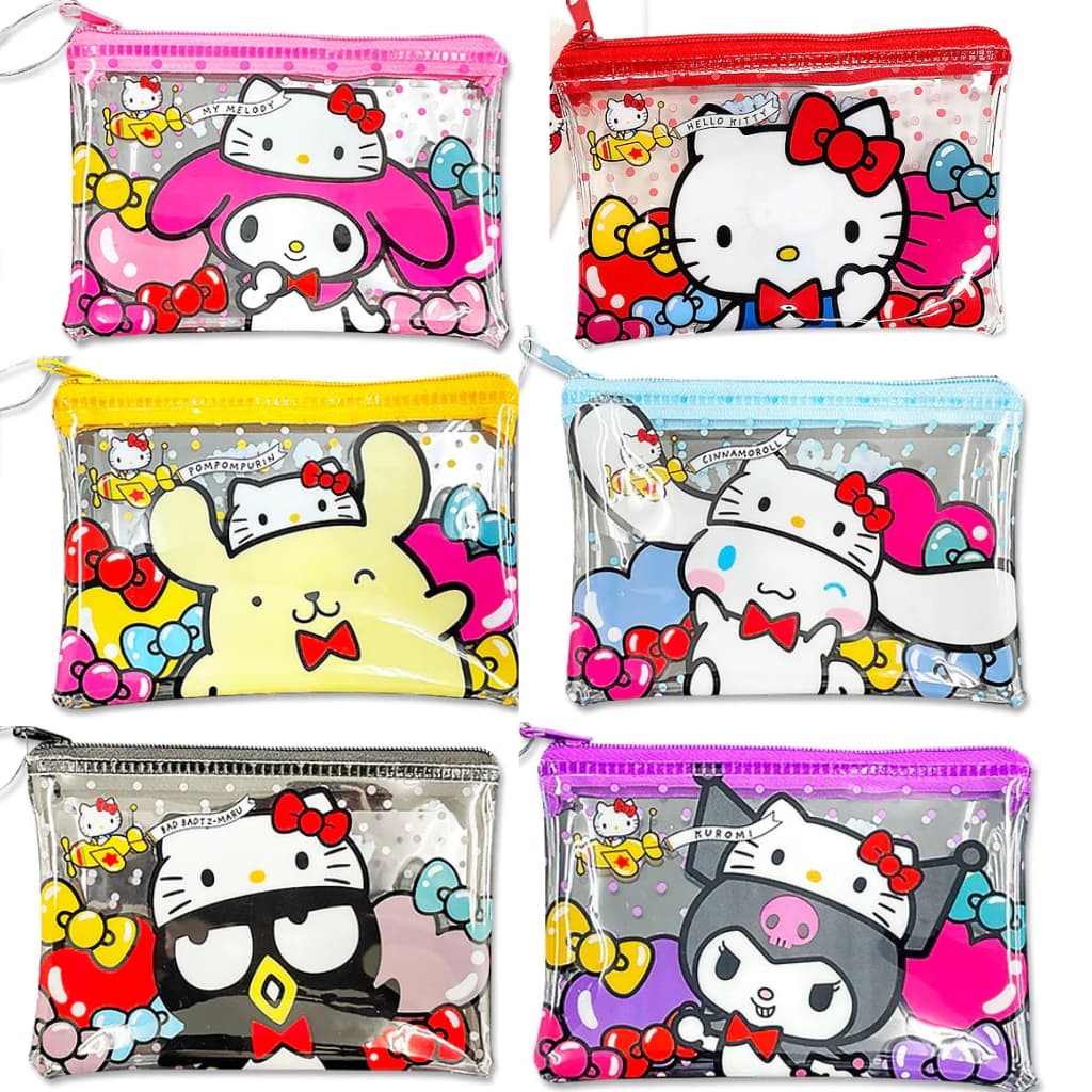 Mini Necessaire Porta Moedas Transparente 50 anos Hello Kitty Sanrio Cinnamorol Kuromi My Melody