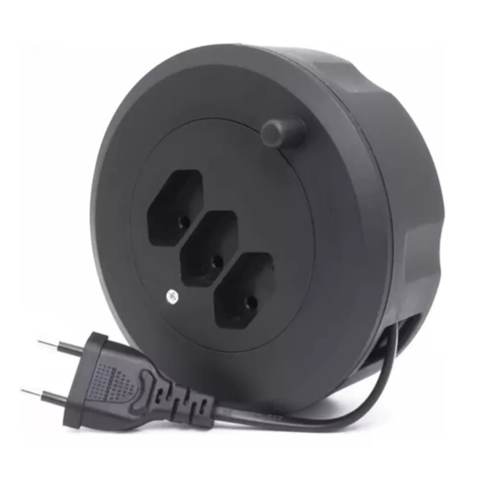 Extensão Elétrica 3 Tomadas Retrátil Filtro Linha Bivolt 5 Metros
