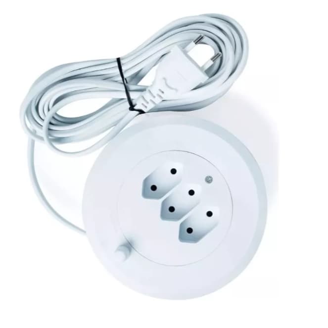 Extensão Elétrica 3 Tomadas Retrátil Filtro Linha Bivolt 5 Metros