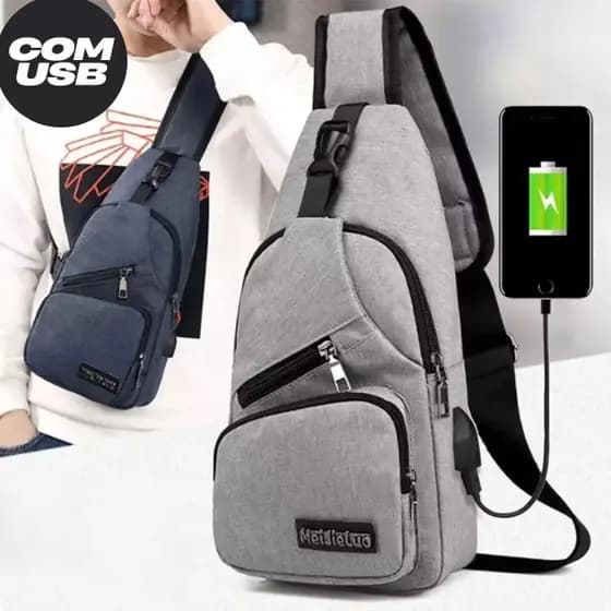 Bolsa Lateral Anti-Roubo Com Entrada Para Carregador Usb Mensageiro De Ombro Resistente e Prática