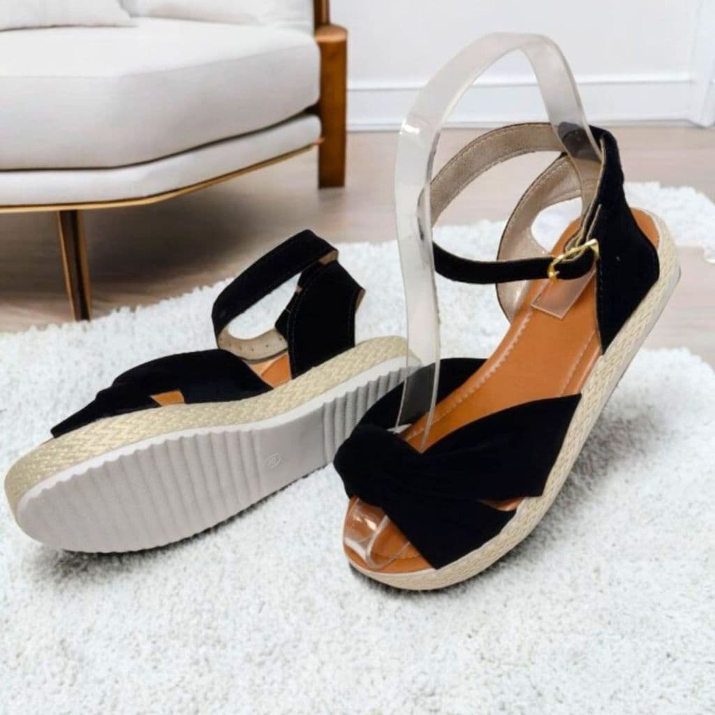 Sandália feminina papete flatform espadrile PRETA moda
