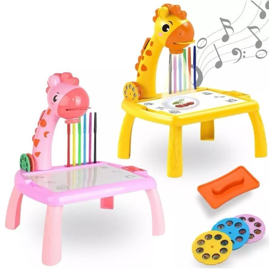 Mesa Projetora Lousa Mágica Infantil Brinquedo de Desenhar Pintar Colorir Mesa Projetora 4 em 1